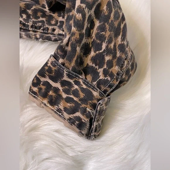 #283 Free People Cheetah Print Denim Jacket size XS - Picture 13 of 13